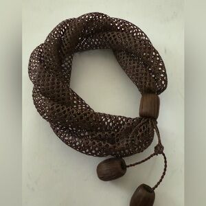 Antique 1800's Woven Hair Mourning Twisted Bracelet w/ Dangle